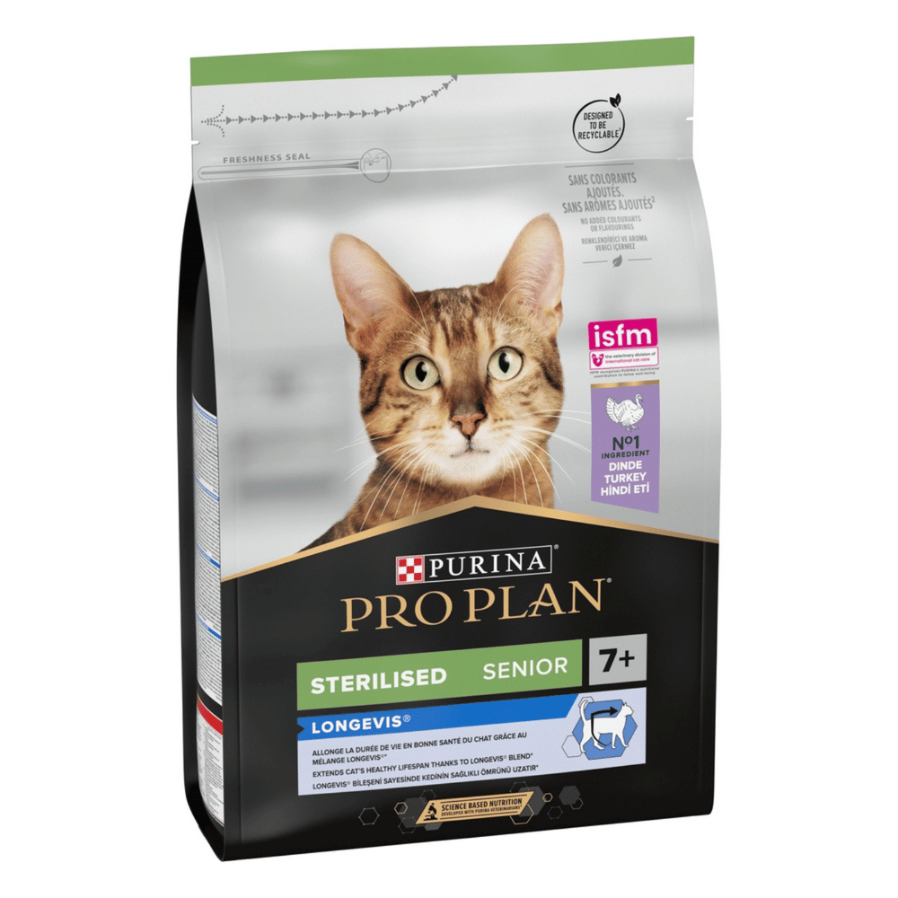 Sac de croquettes Purina Pro Plan Sterilised Senior 7+ Longevis à la dinde pour chat senior