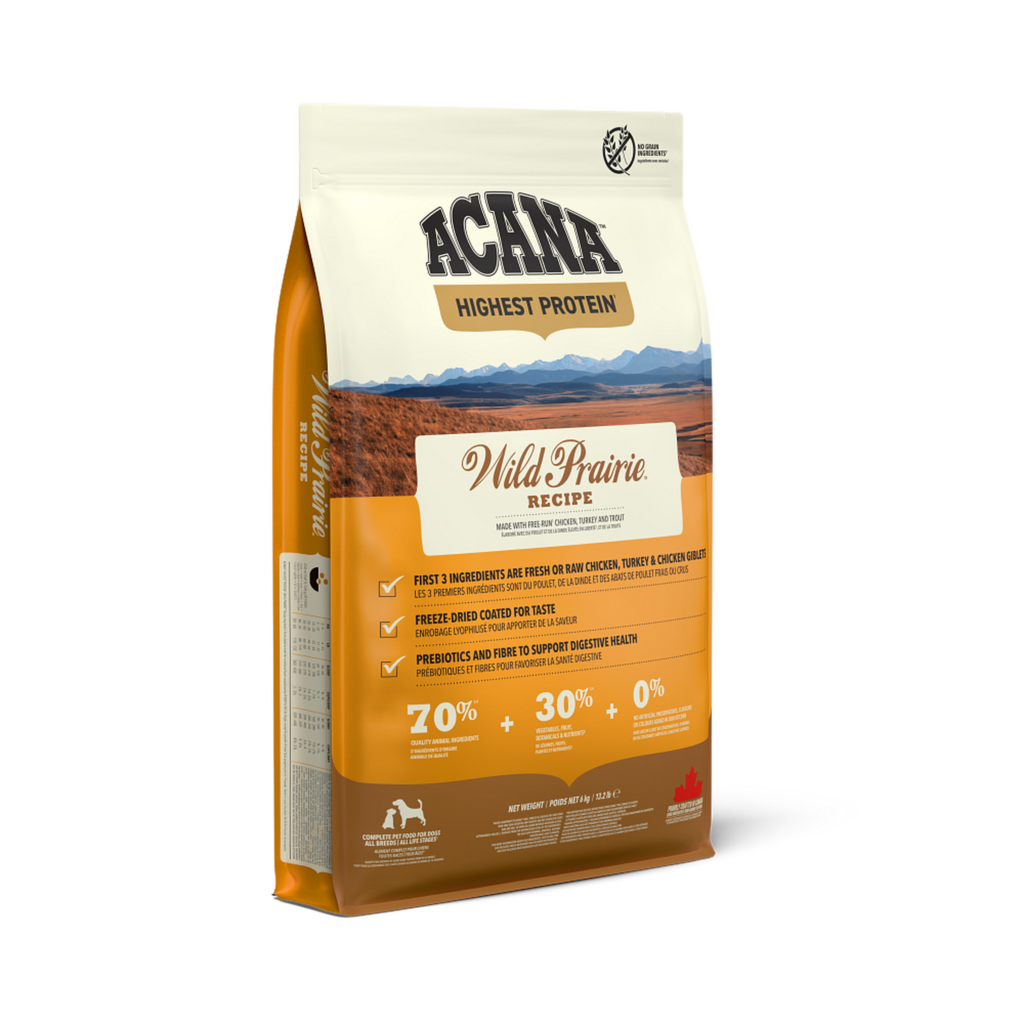 Sac de croquettes Acana Wild Prairie pour chien, packshot officiel de la marque