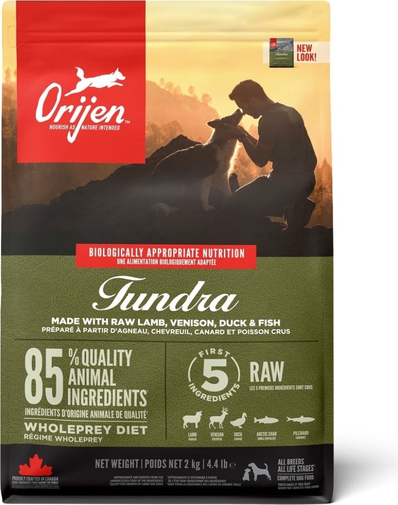 Sac de croquettes Orijen Tundra pour chien : agneau, chevreuil, canard et poisson