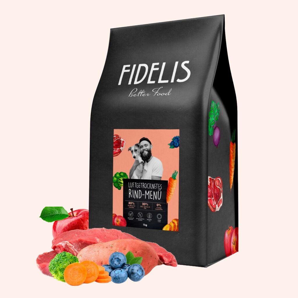 Sachet de menu sec Fidelis au bœuf séché à l'air pour chien