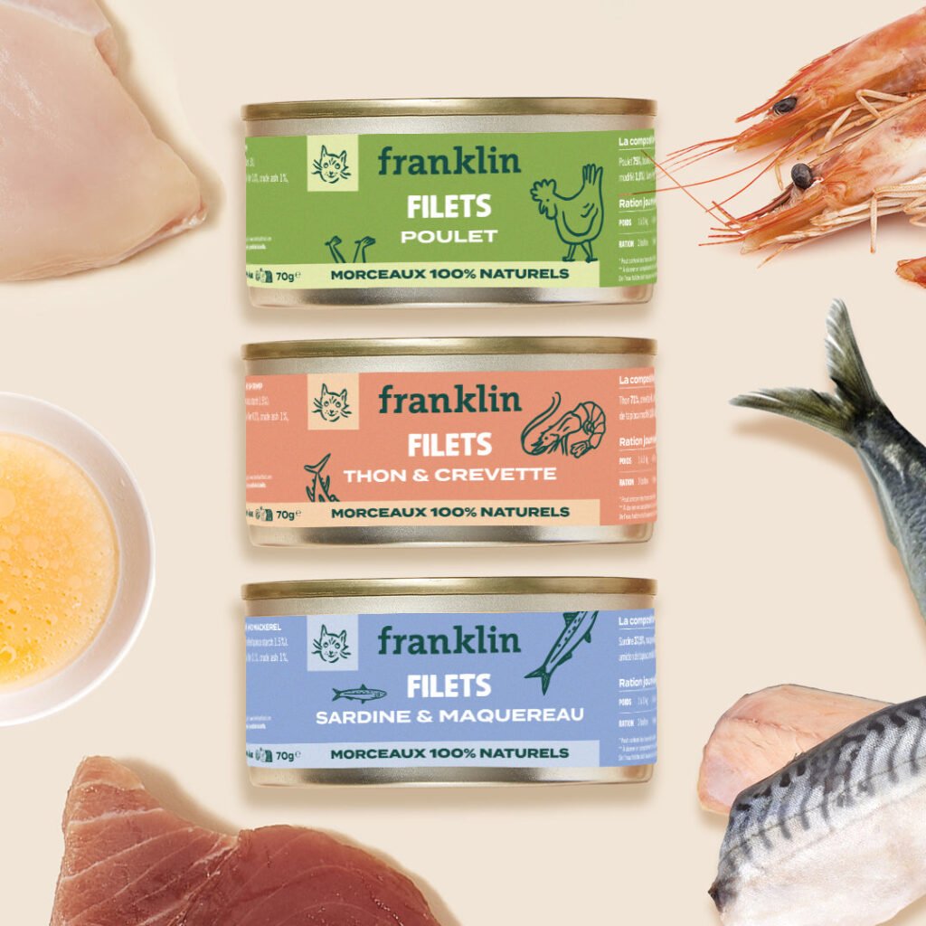 Trio de filets Franklin pour chat, 100% viande