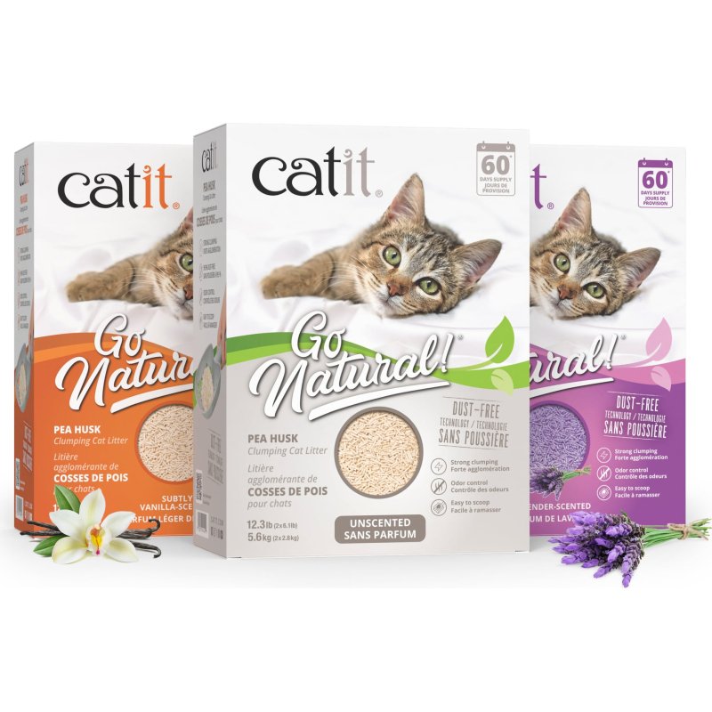 Litières agglomérantes Catit Go Natural à base de cosses de pois