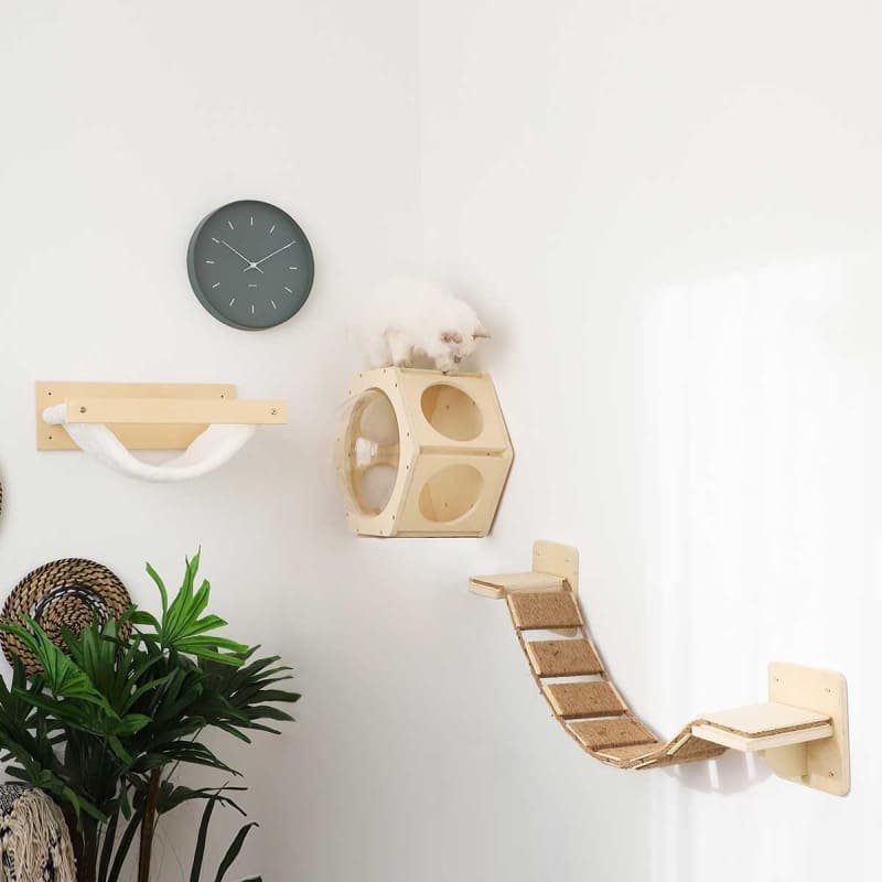 Arbre à chat mural modulable Zolia Woogy fixé au mur