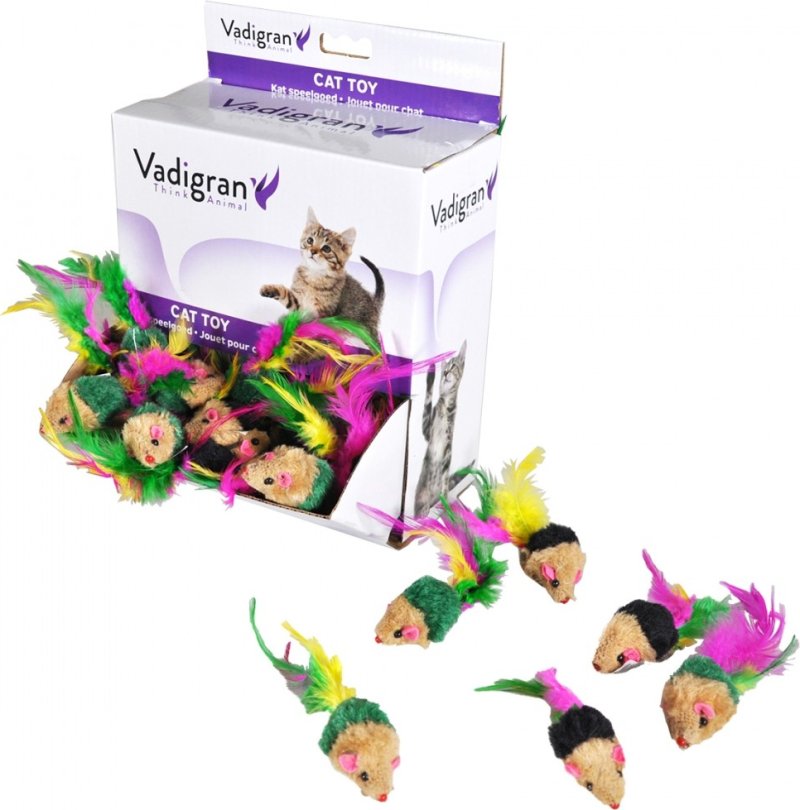 Souris multicolores à plumes Vadigran pour chat