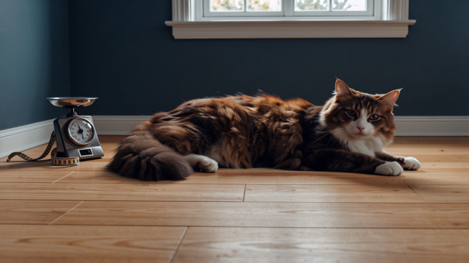 Grand chat Maine Coon allonge montrant son gabarit imposant