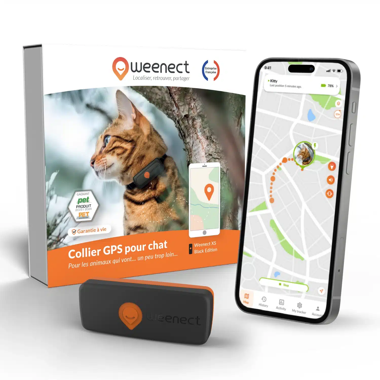 Gros plan sur le traceur GPS Weenect