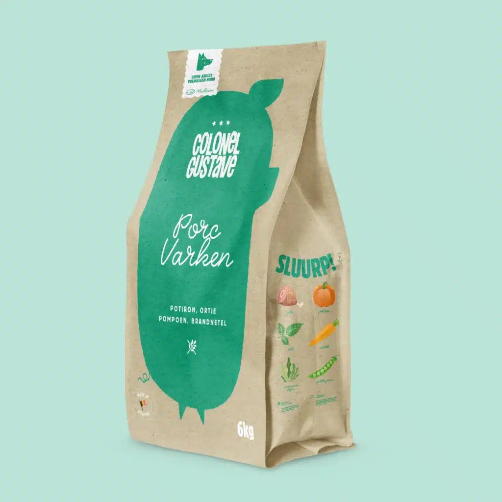 Sac de croquettes Colonel Gustave sans céréales au porc frais pour chien moyen et grand