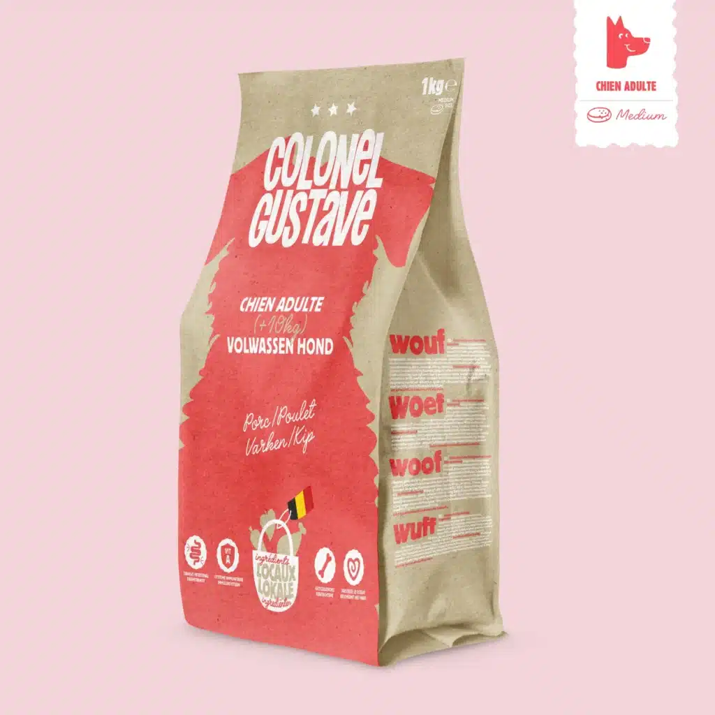 Sac de croquettes Colonel Gustave Moyen et Grand Chien porc et poulet aux céréales anciennes