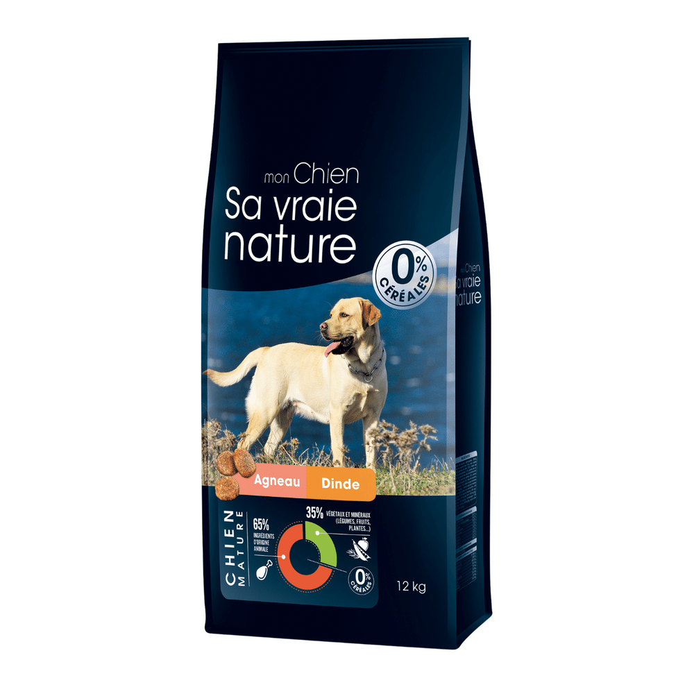 Croquettes Sa Vraie Nature chien mature sans céréales agneau, dinde et poulet 12 kg