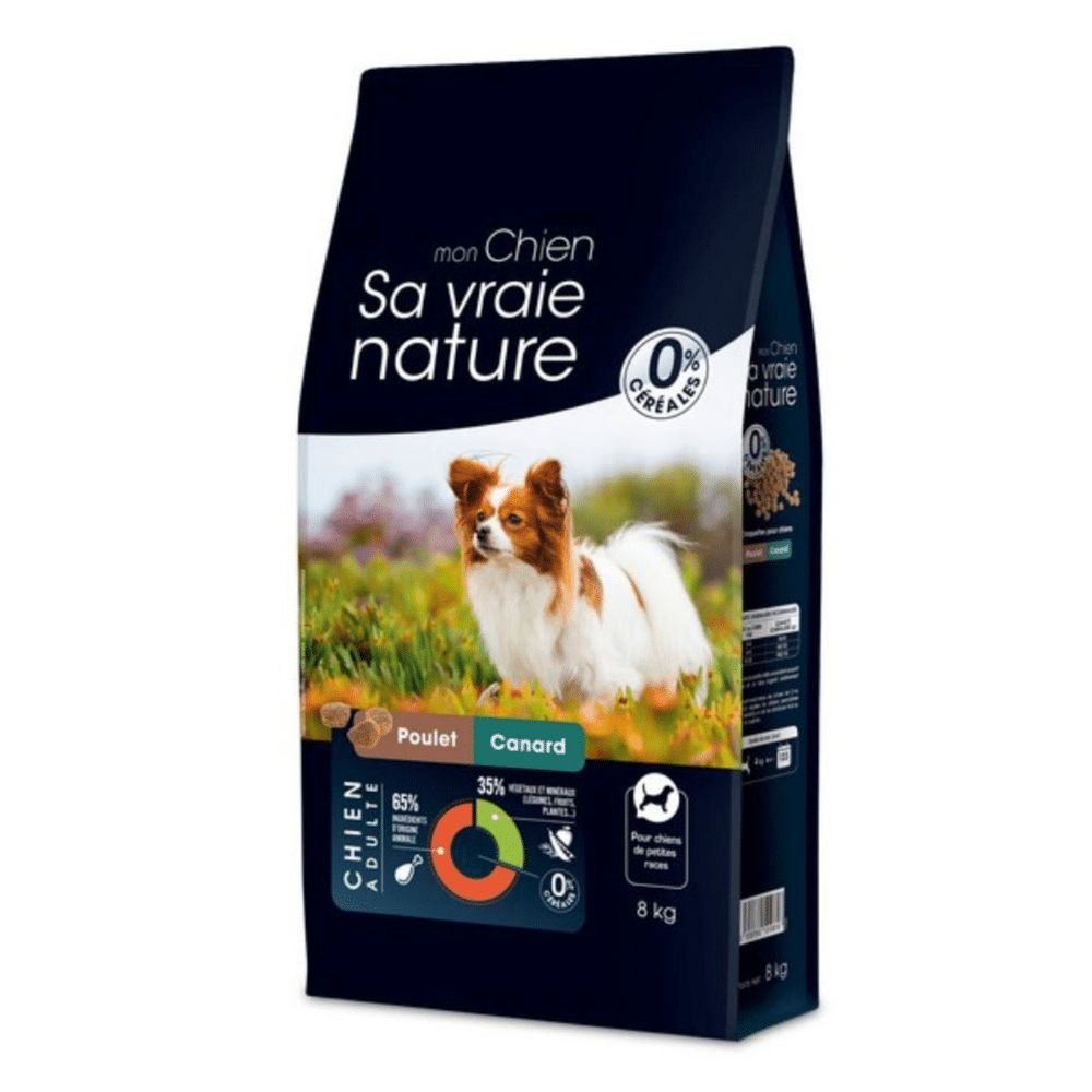 Croquettes Sa Vraie Nature chien de petite race sans céréales canard et poulet 8 kg