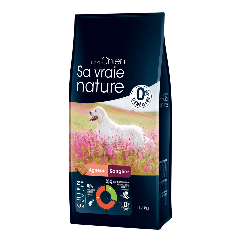 Croquettes Sa Vraie Nature chien sans céréales agneau, sanglier et cerf 12 kg