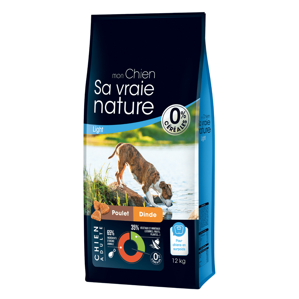 Croquettes Sa Vraie Nature chien Light sans céréales poulet et dinde 12 kg