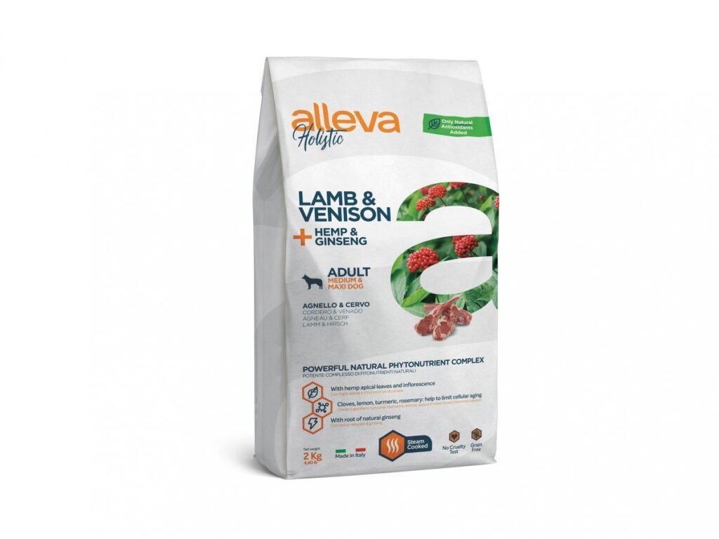 Sac de croquettes Alleva Holistic agneau et cerf pour chien moyen et grand