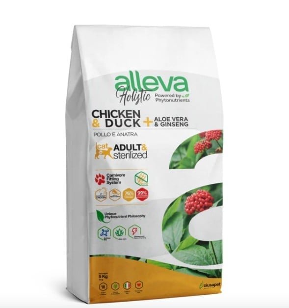 Sac de croquettes Alleva Holistic poulet et canard pour chat adulte et stérilisé