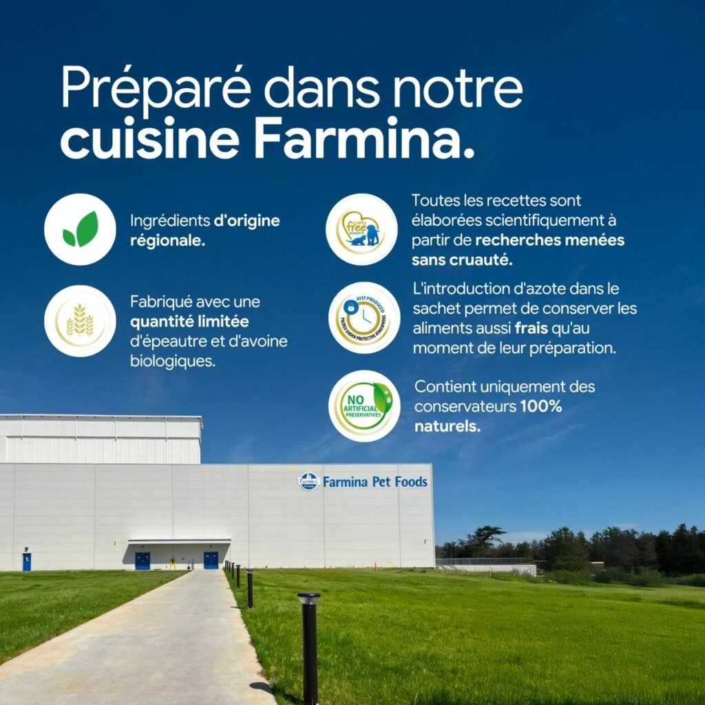 Usine Farmina : croquettes préparées dans la cuisine de la marque