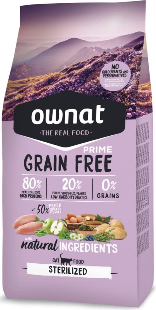 Sac de croquettes Ownat Prime Grain Free pour chat stérilisé