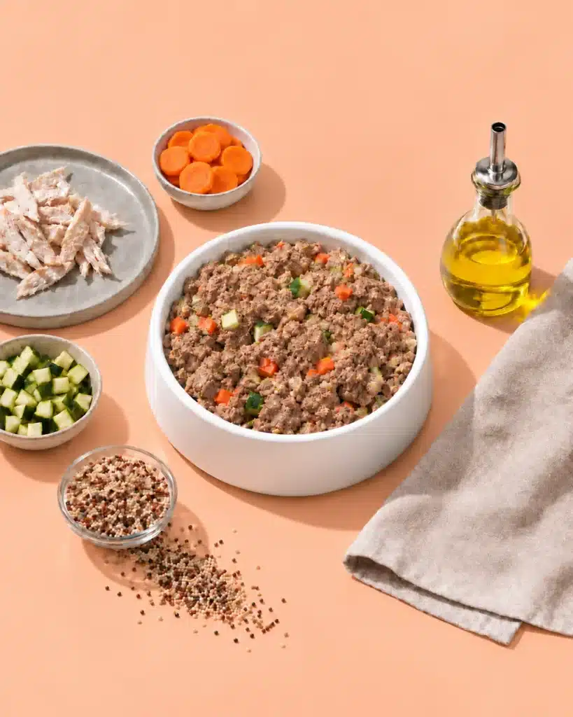 Gamelle de repas frais Elmut au poulet avec carottes, courgettes et quinoa