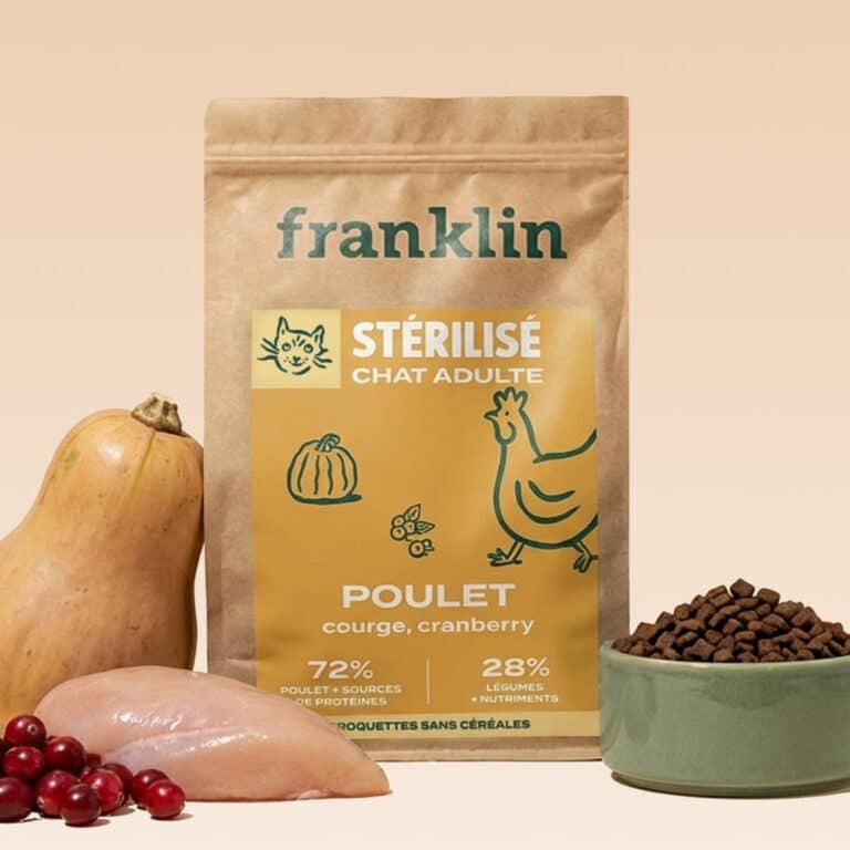 Croquettes Franklin chat stérilisé poulet courge cranberry