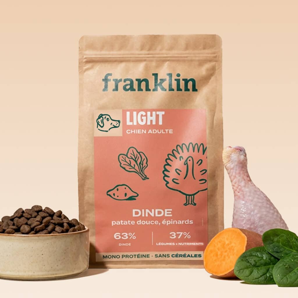 Sac de croquettes Franklin Light dinde, patate douce et épinards pour chien