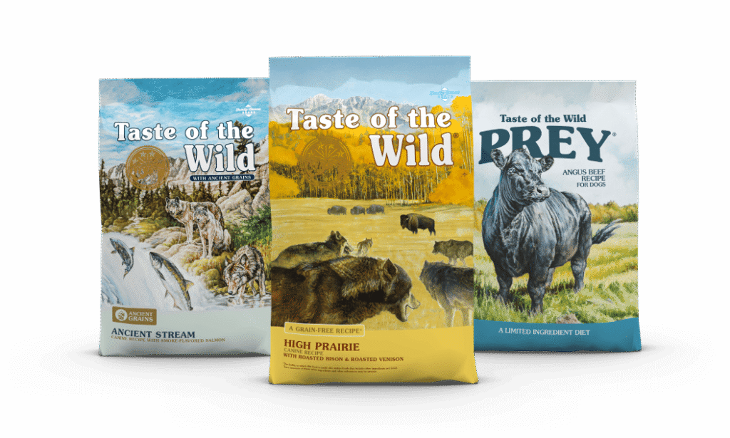 Sacs Taste of the Wild High Prairie, Ancient Stream et Prey au bœuf Angus