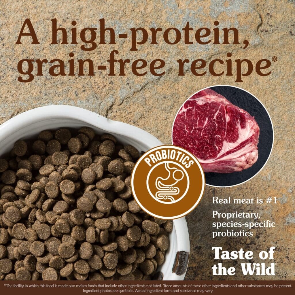 Croquettes Taste of the Wild High Prairie au bison et au cerf dans une gamelle