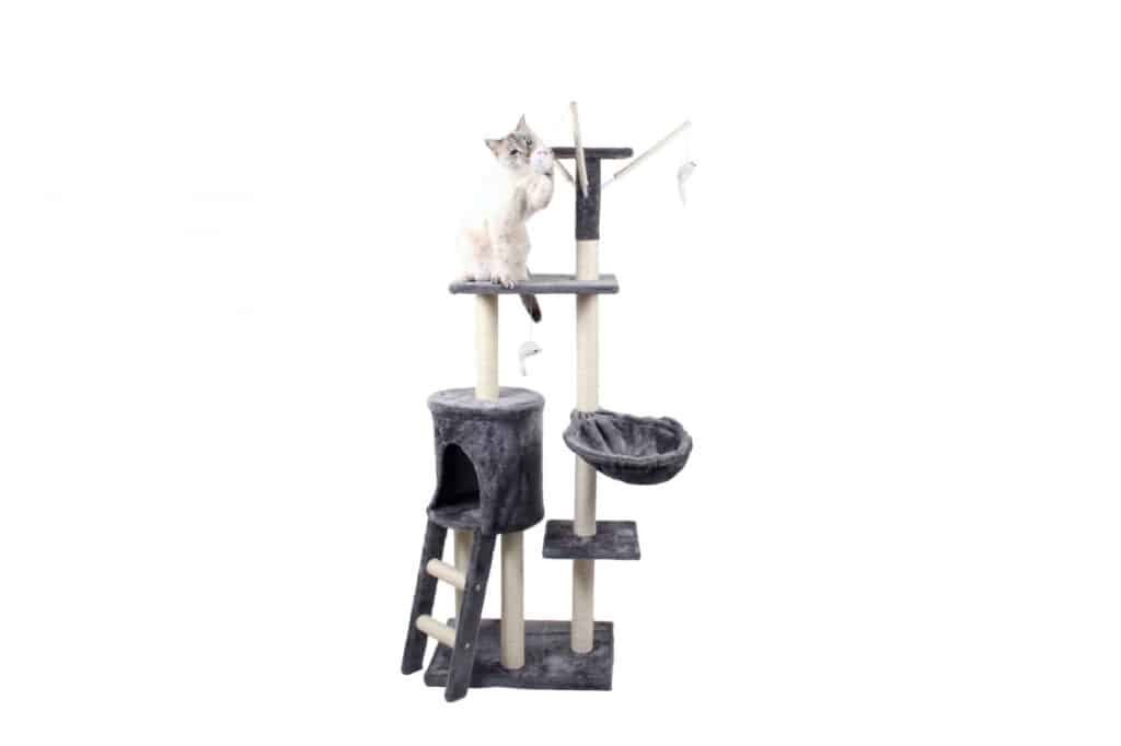 Arbre à chat Zolia Joy 138 cm gris avec plateformes et hamac
