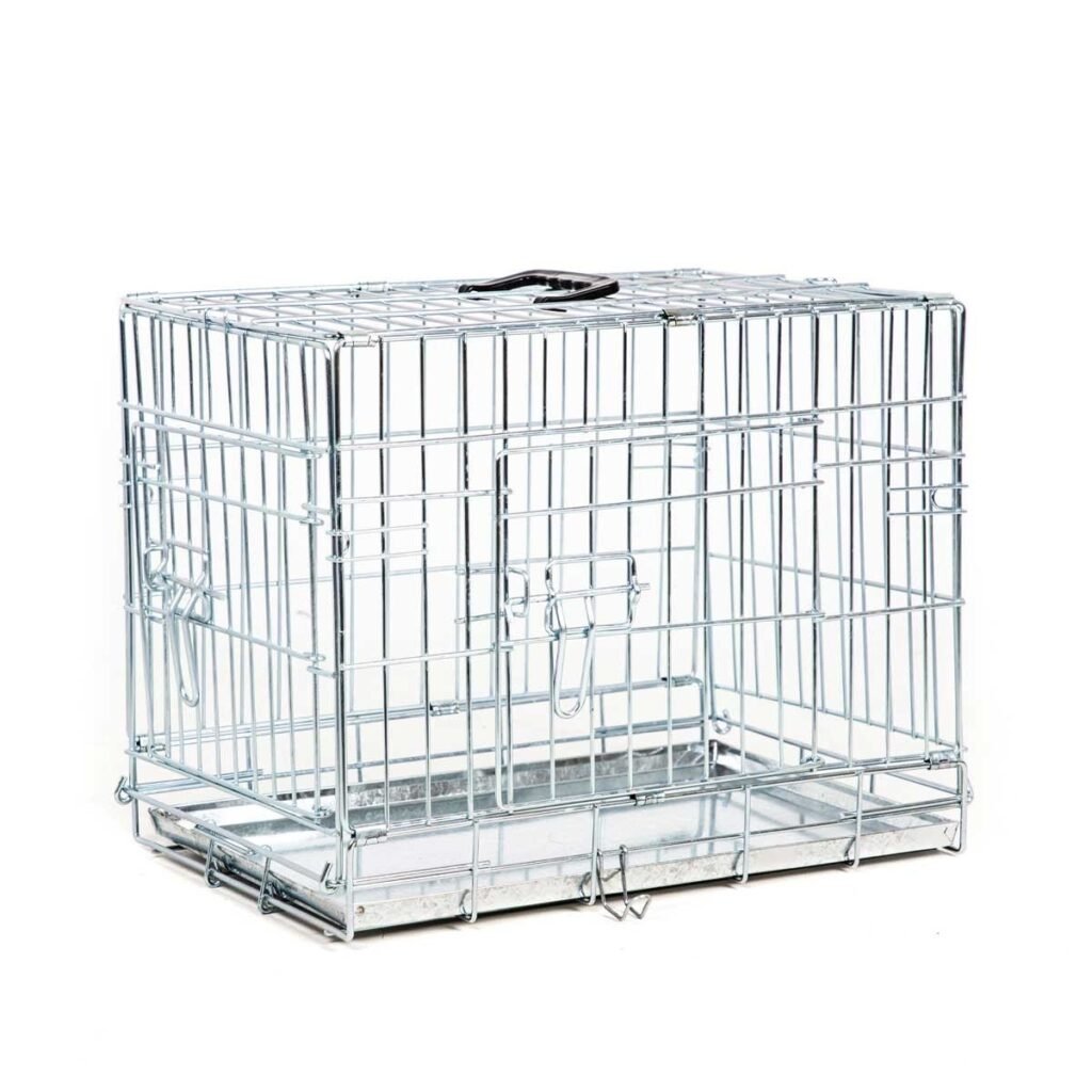 Cage pliable Zolia Xena en métal galvanisé, double porte et bac en métal amovible