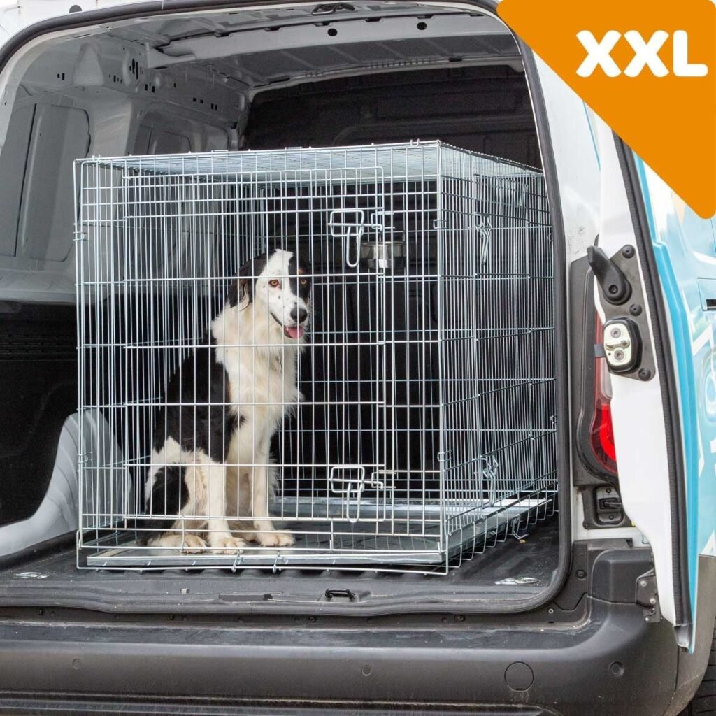 Cage Zolia Xena taille XXL installée dans le coffre d'un utilitaire