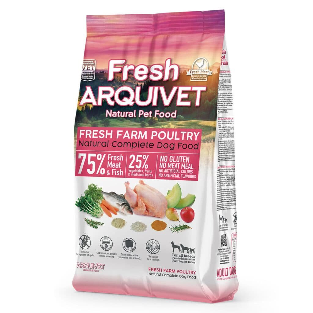 Croquettes semi-humides Arquivet Fresh Farm Poultry au poulet et au poisson pour chien