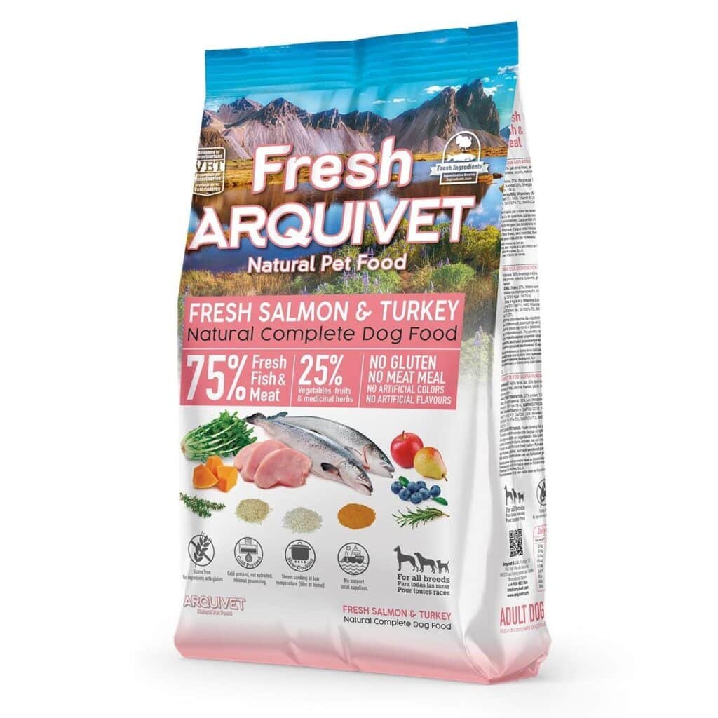 Sac de croquettes semi-humides Arquivet Fresh saumon et dinde pour chien
