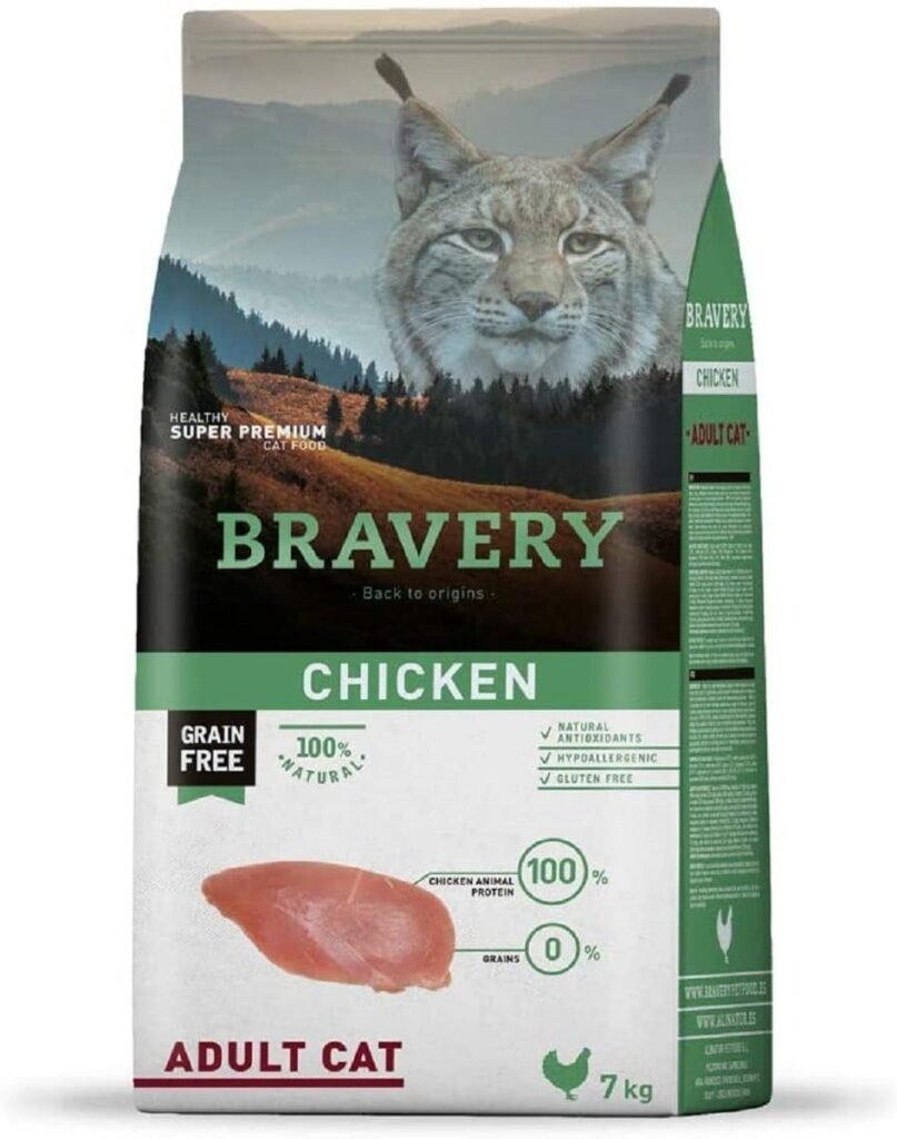 Sac de croquettes Bravery sans céréales au poulet pour chat adulte