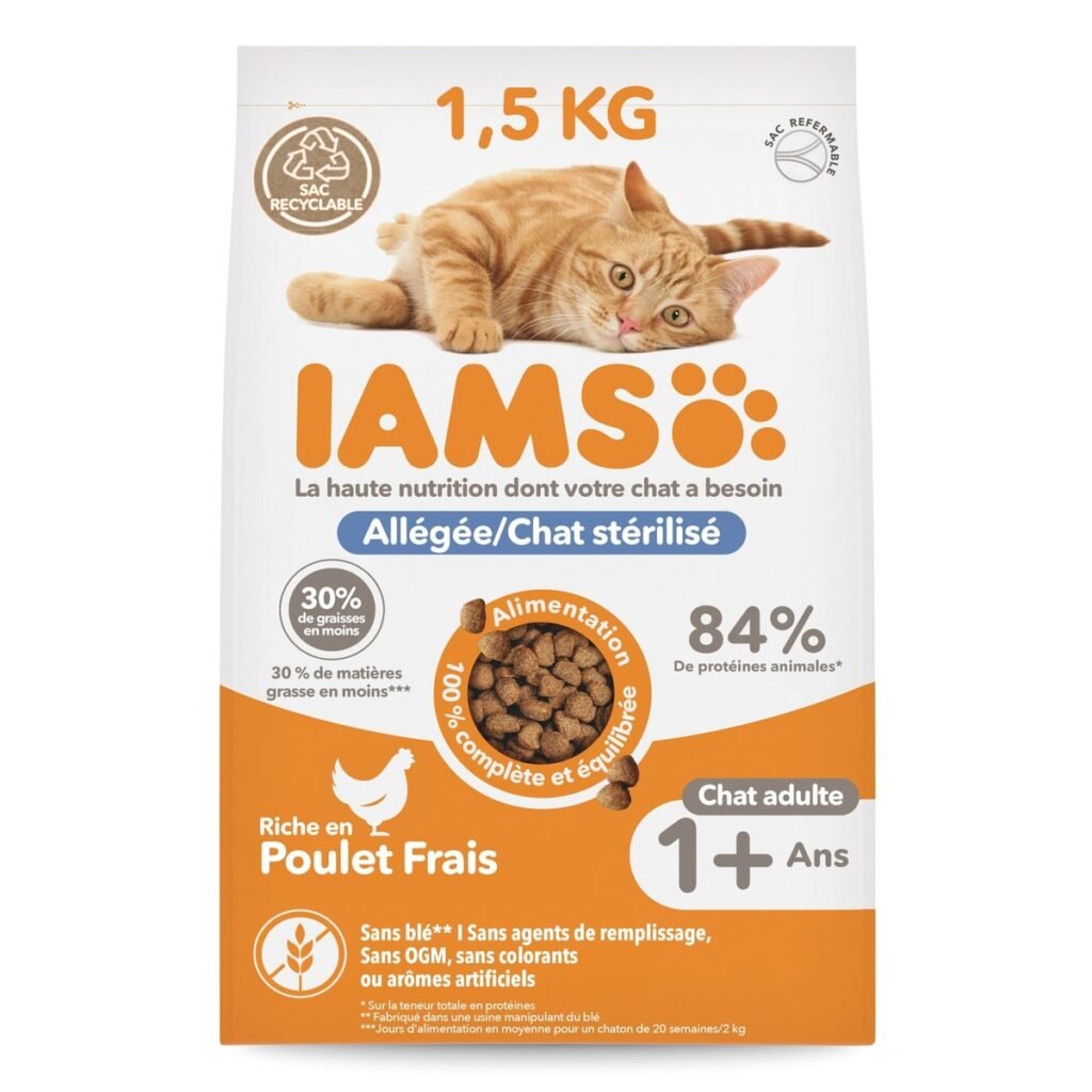 Croquettes Iams Advanced Nutrition au poulet frais pour chat adulte stérilisé