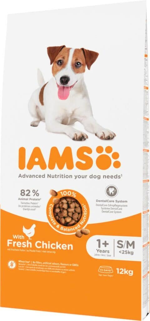 Sac de croquettes Iams au poulet frais pour chien adulte de petite et moyenne race