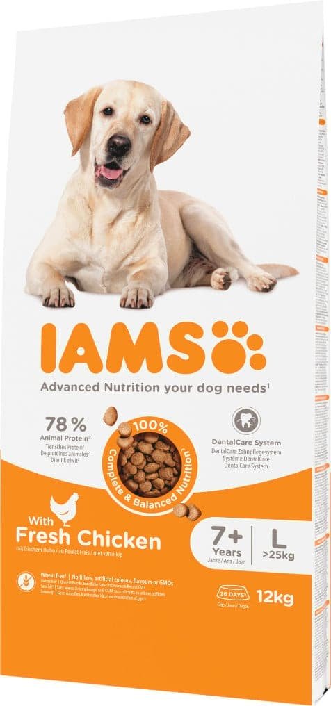 Sac de croquettes Iams au poulet pour chien senior de grande race