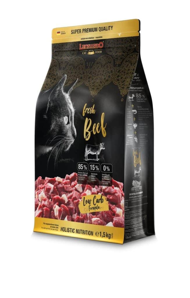 Sac de croquettes Leonardo Fresh Beef sans cĂ©rĂ©ales au bĆuf pour chat