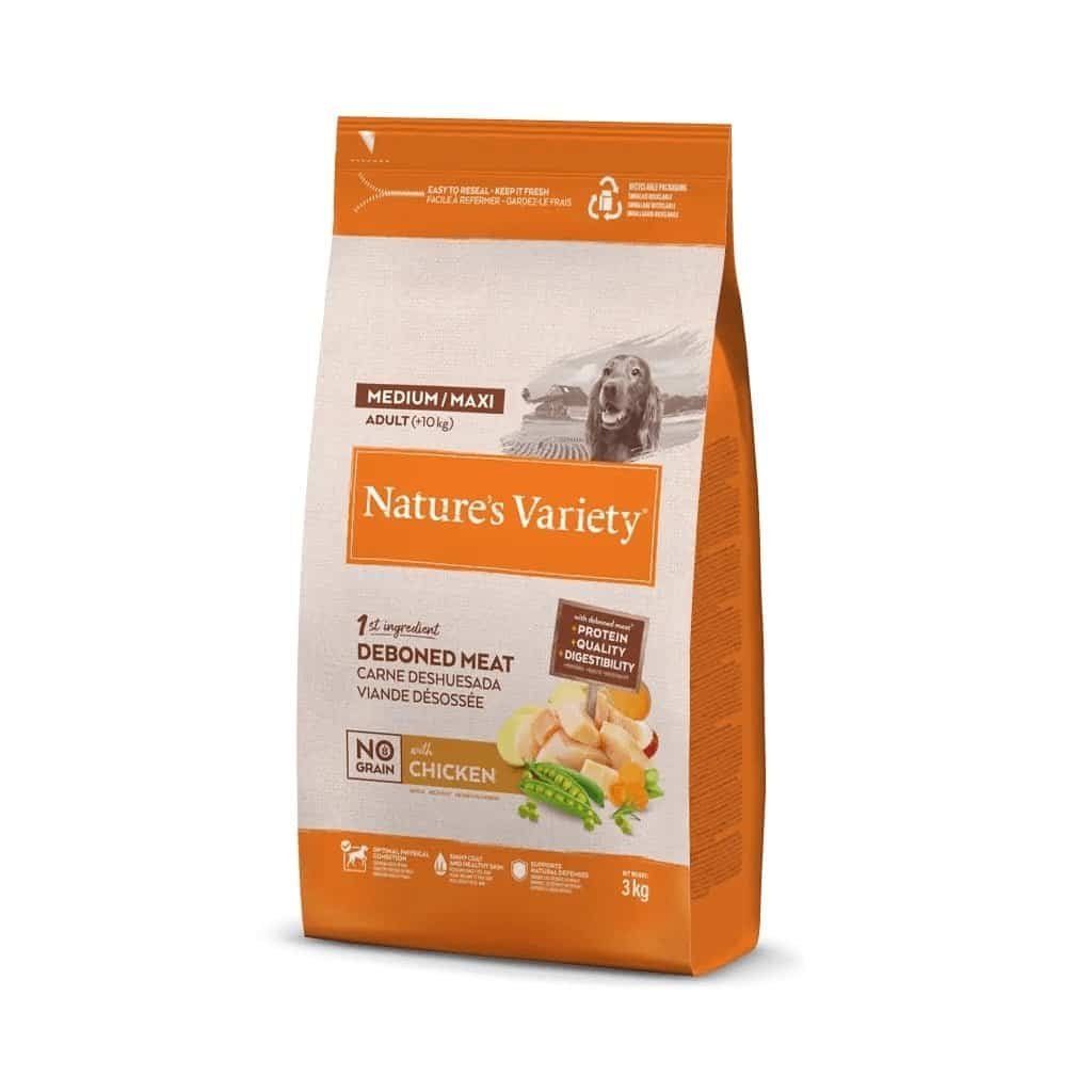 Croquettes Nature's Variety No Grain au poulet pour chien adulte de taille moyenne et grande