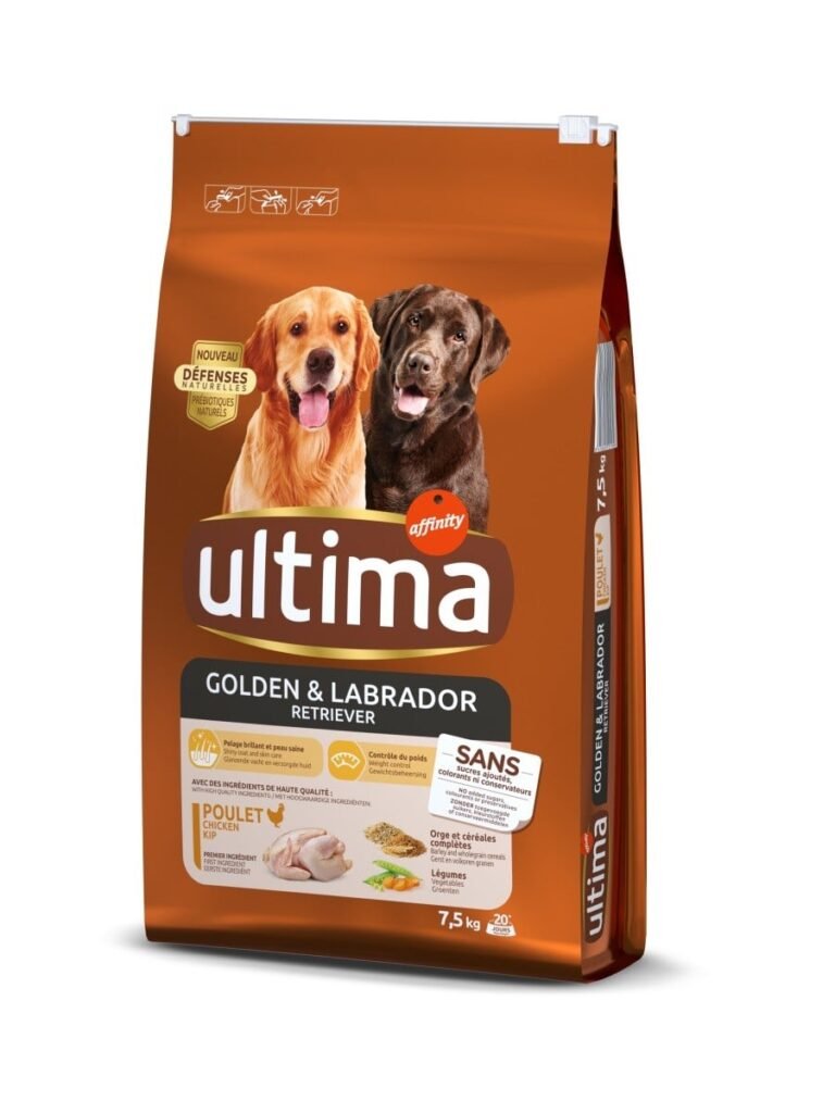 Sac de croquettes Ultima Golden et Labrador au poulet pour chien