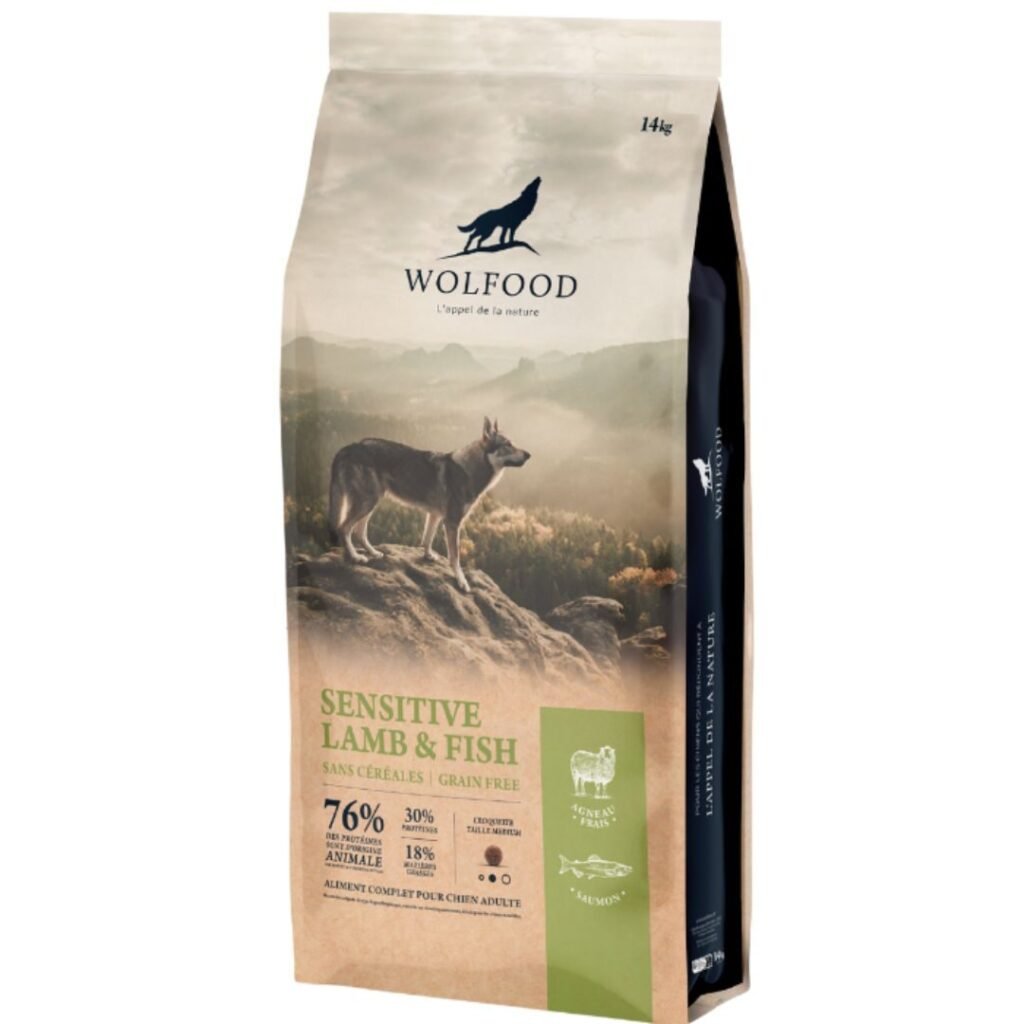 Sac de croquettes Wolfood Sensitive Lamb and Fish pour chien sensible