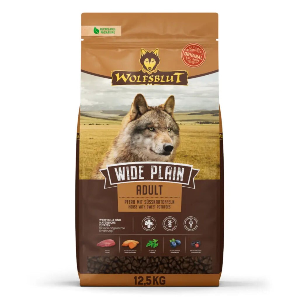 Sac de croquettes Wolfsblut Wide Plain Adult au cheval pour chien