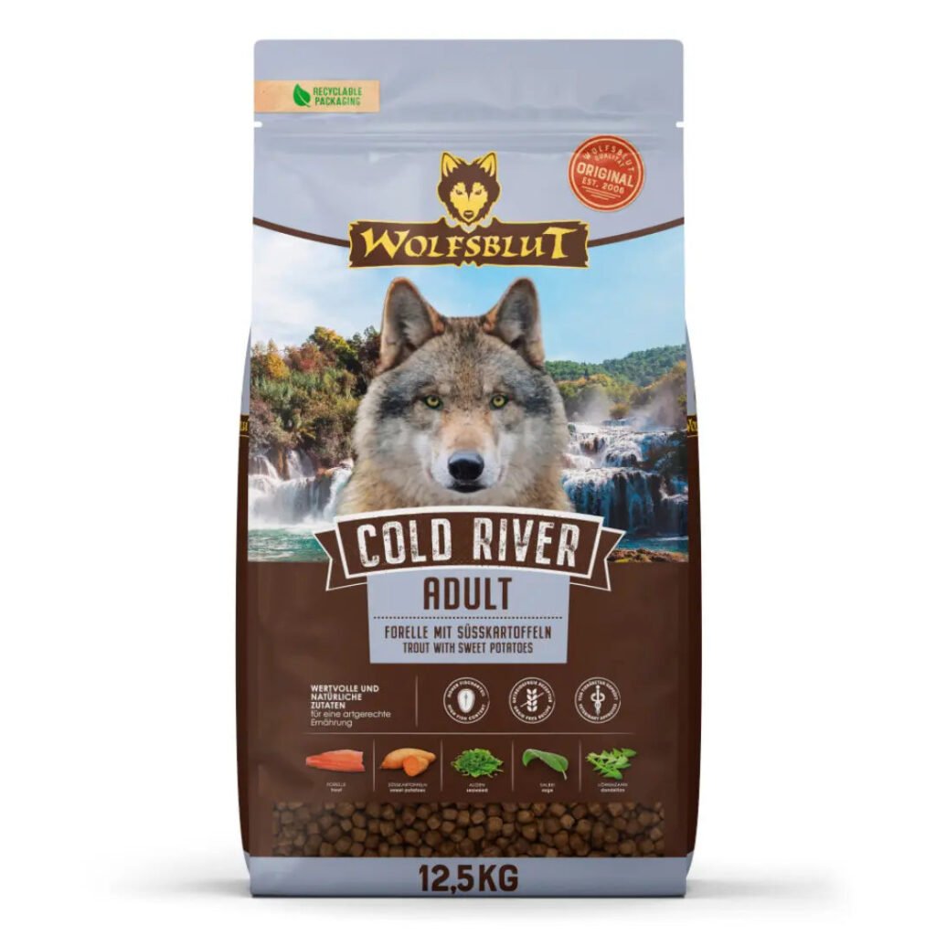 Sac de croquettes Wolfsblut Cold River Adult à la truite pour chien