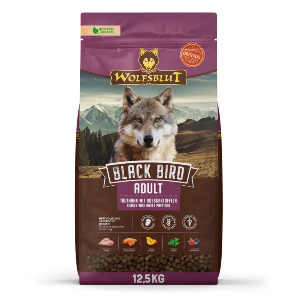 Sac de croquettes Wolfsblut Black Bird Adult à la dinde pour chien