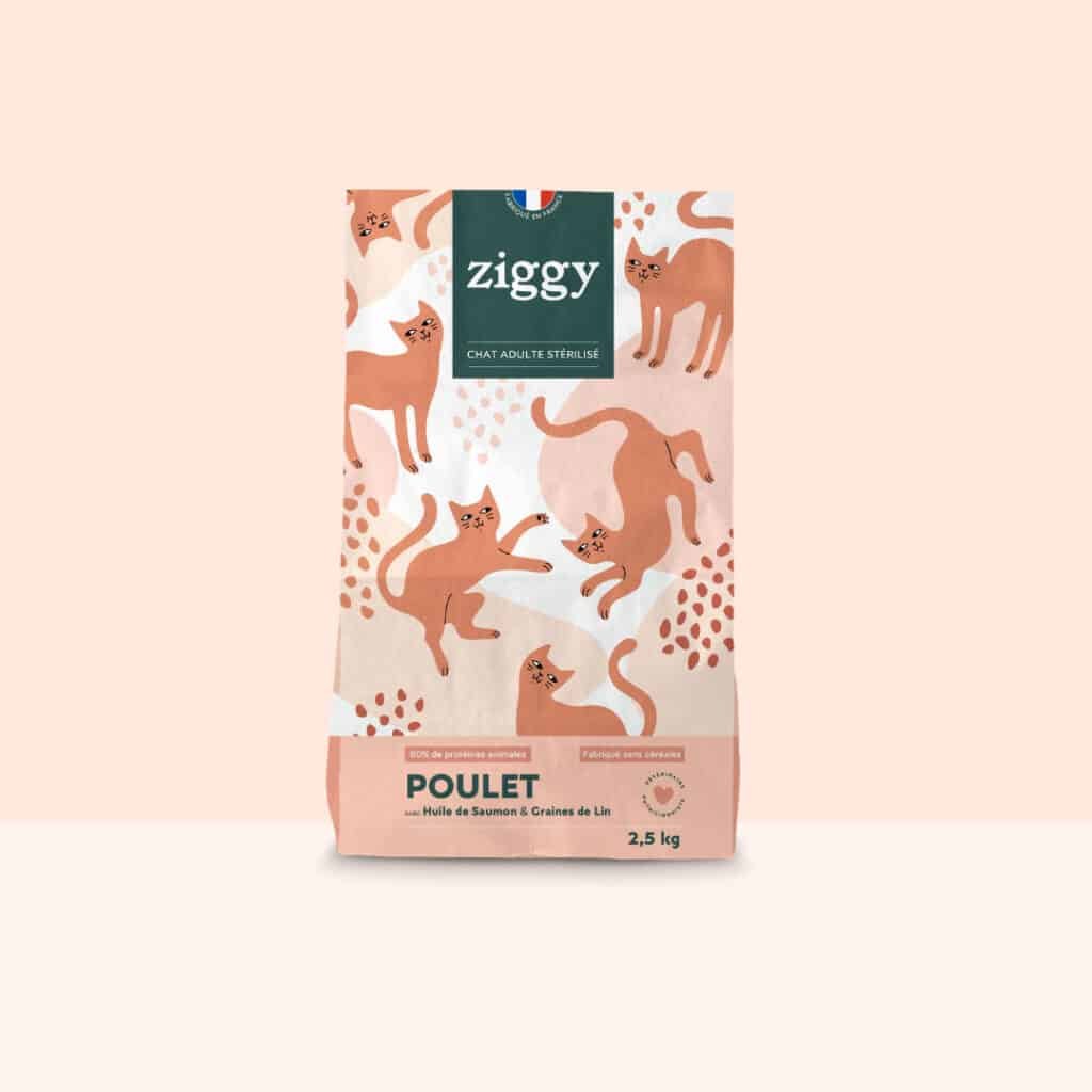 Croquettes Ziggy sans céréales au poulet pour chat adulte stérilisé