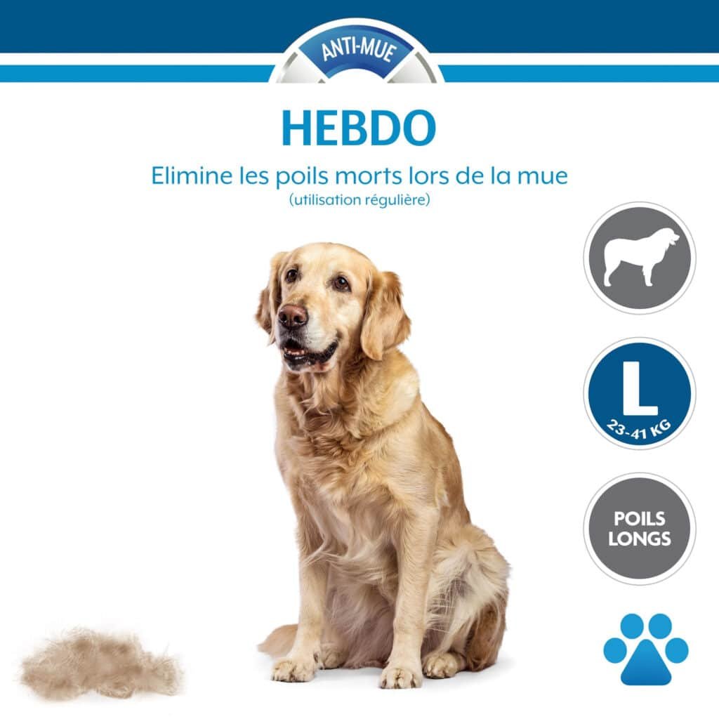 Visuel officiel FURminator poils longs taille L pour chien de 23 à 41 kg, golden retriever