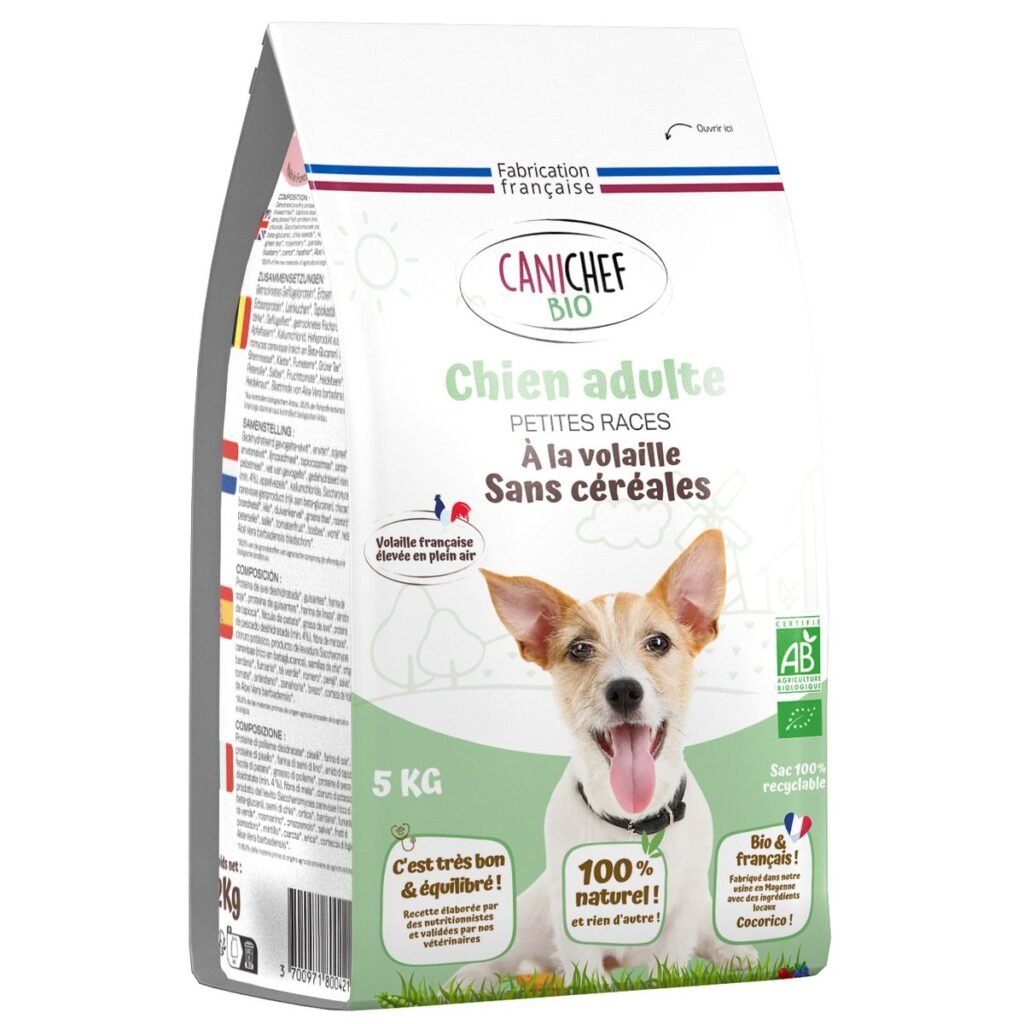 Sac de croquettes bio Canichef sans céréales pour chien de petite taille