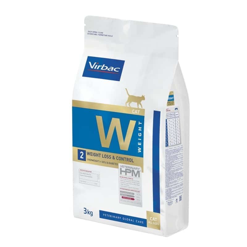 Sac de croquettes Virbac Veterinary HPM W2 Weight Loss & Control pour chat en surpoids