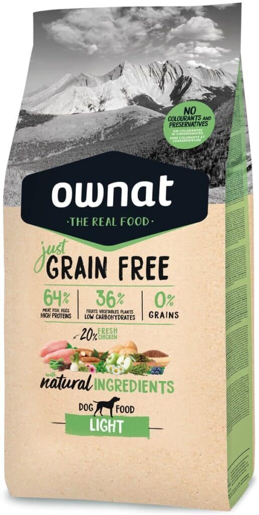 Sac de croquettes Ownat Just Grain Free Light pour chien