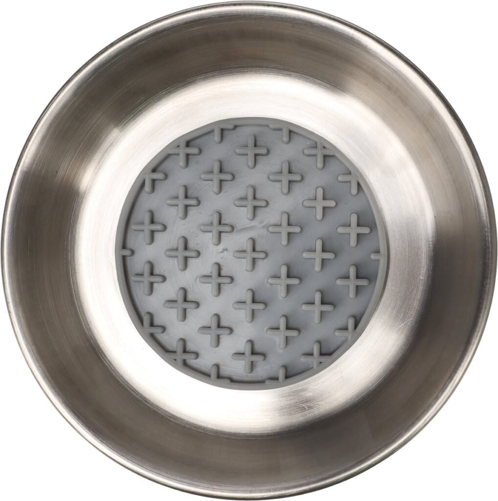 Gamelle anti-glouton en inox Flamingo Laos pour chat, vue de dessus