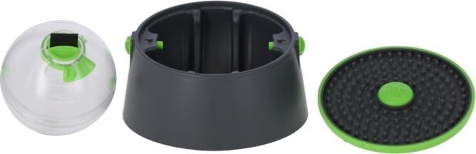 Multifeeder Kerbl pour chat : balle à croquettes, gamelle et assiette à lécher
