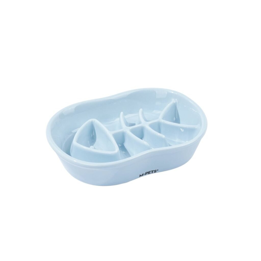 Gamelle anti-glouton en cĂ©ramique MPets pour chat, motif arĂȘte de poisson