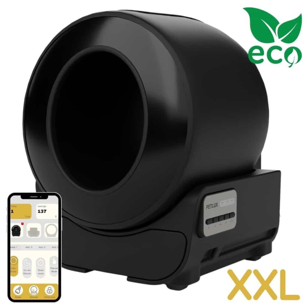 Bac à litière auto-nettoyant Petlux V3 Coon noir pour grand chat